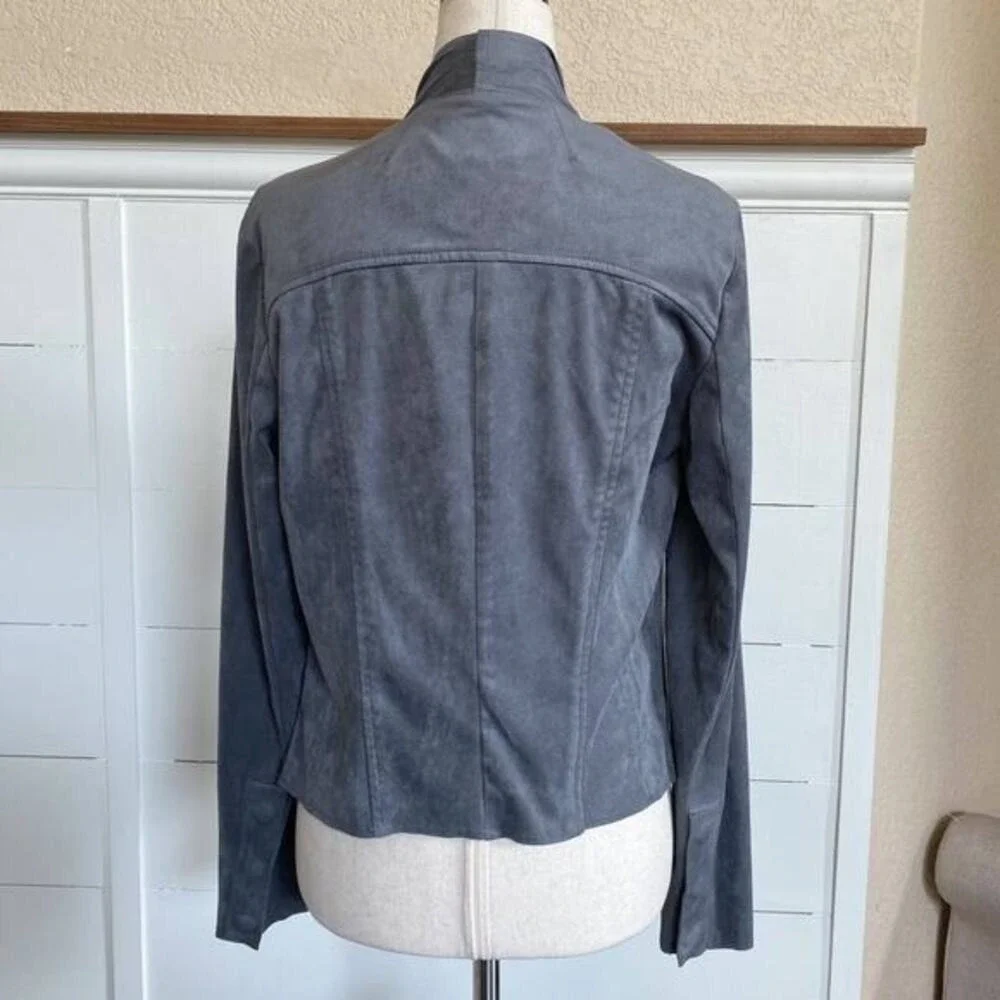 KUT from the Kloth Grey Faux Suede Drape Front Waterfall Jacket XS K125031‎